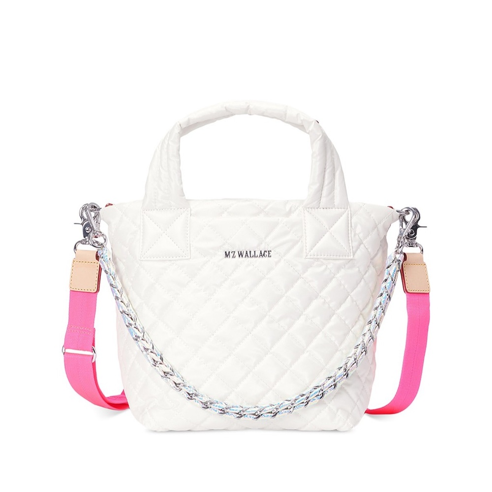 MZ Wallace pearl White Mini Metro Tote Deluxe with Chain